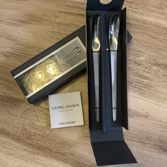 George Jensen / Arne Jacobsen Caffe Latte 2 spoon gift set (Made in Denmark) - Picture 2 of 4